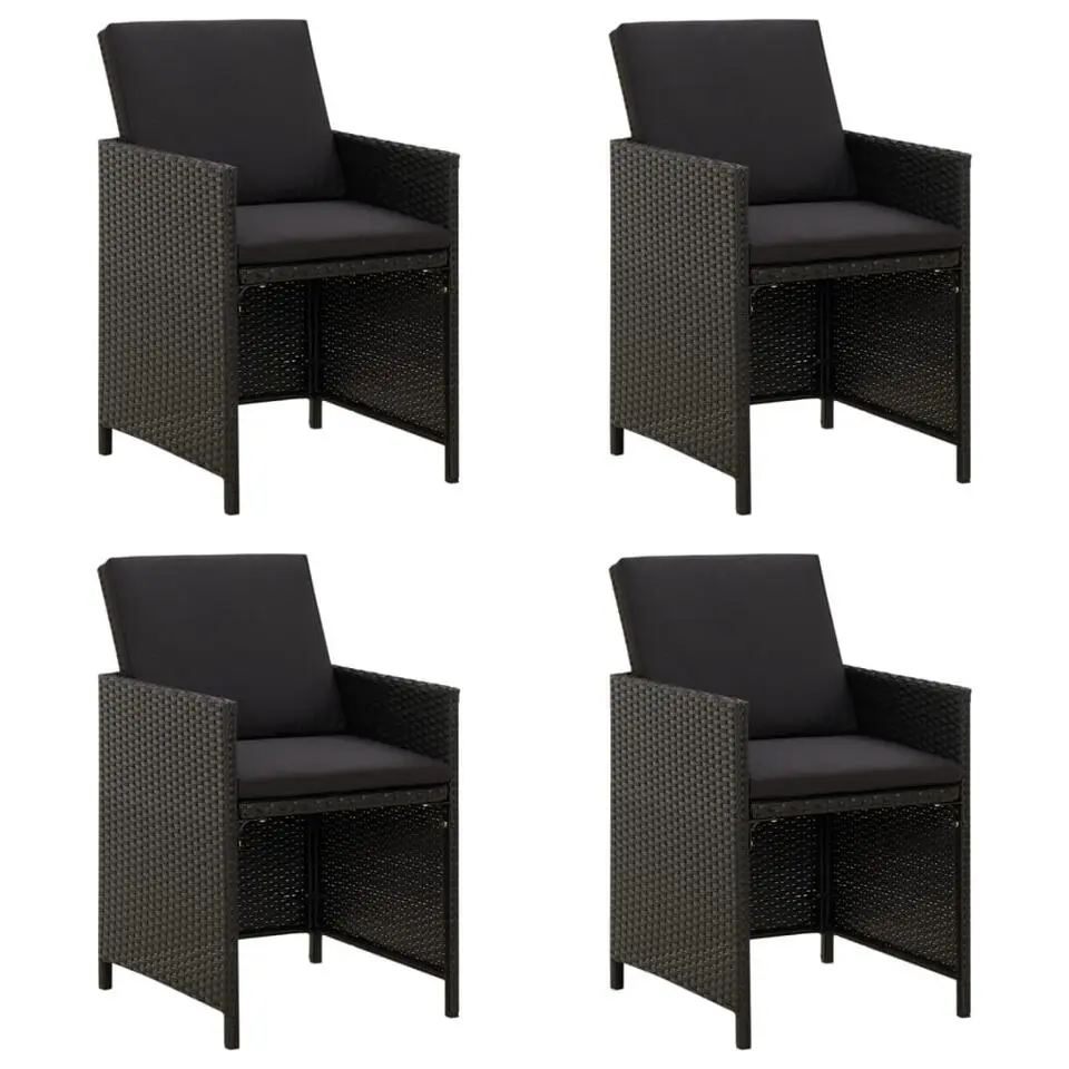 vidaXL - Buitenstoel - Zwart - Poly rattan - 4 stuks