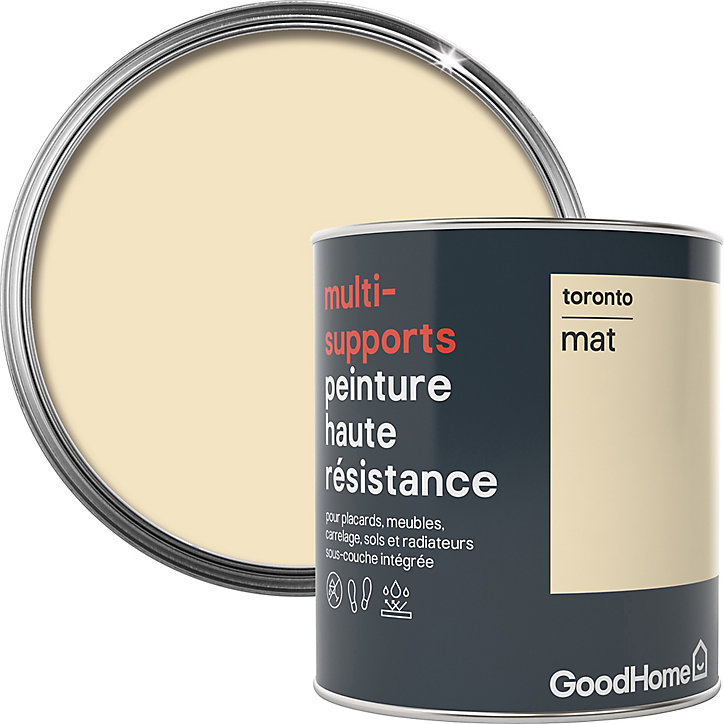 Peinture haute résistance multi-supports GoodHome blanc Toronto mat 0,75L