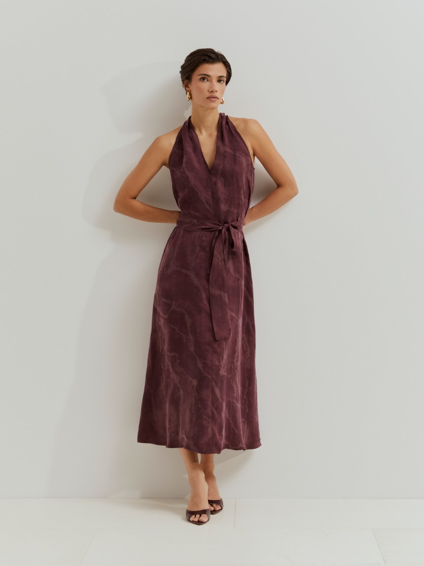 Vestido estampado em liocel