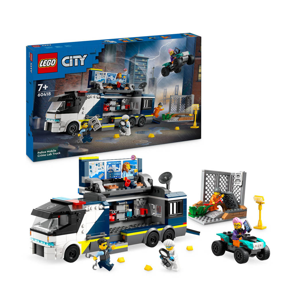Een leuke set met veel speelmogelijkhedenPolitielaboratorium in truck Politie Speelgoed voor Kinderen vanaf 7 jaar 60418