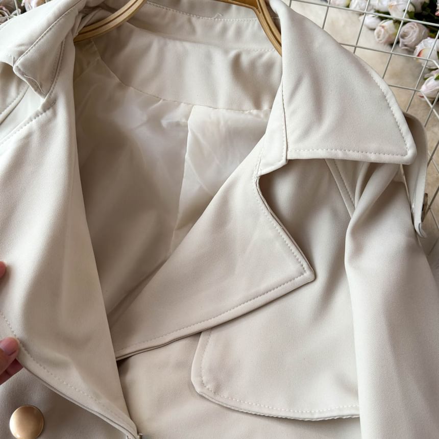 Yearnin - Trenchcoat met lange mouwen, dubbele rij knopen en sjerp