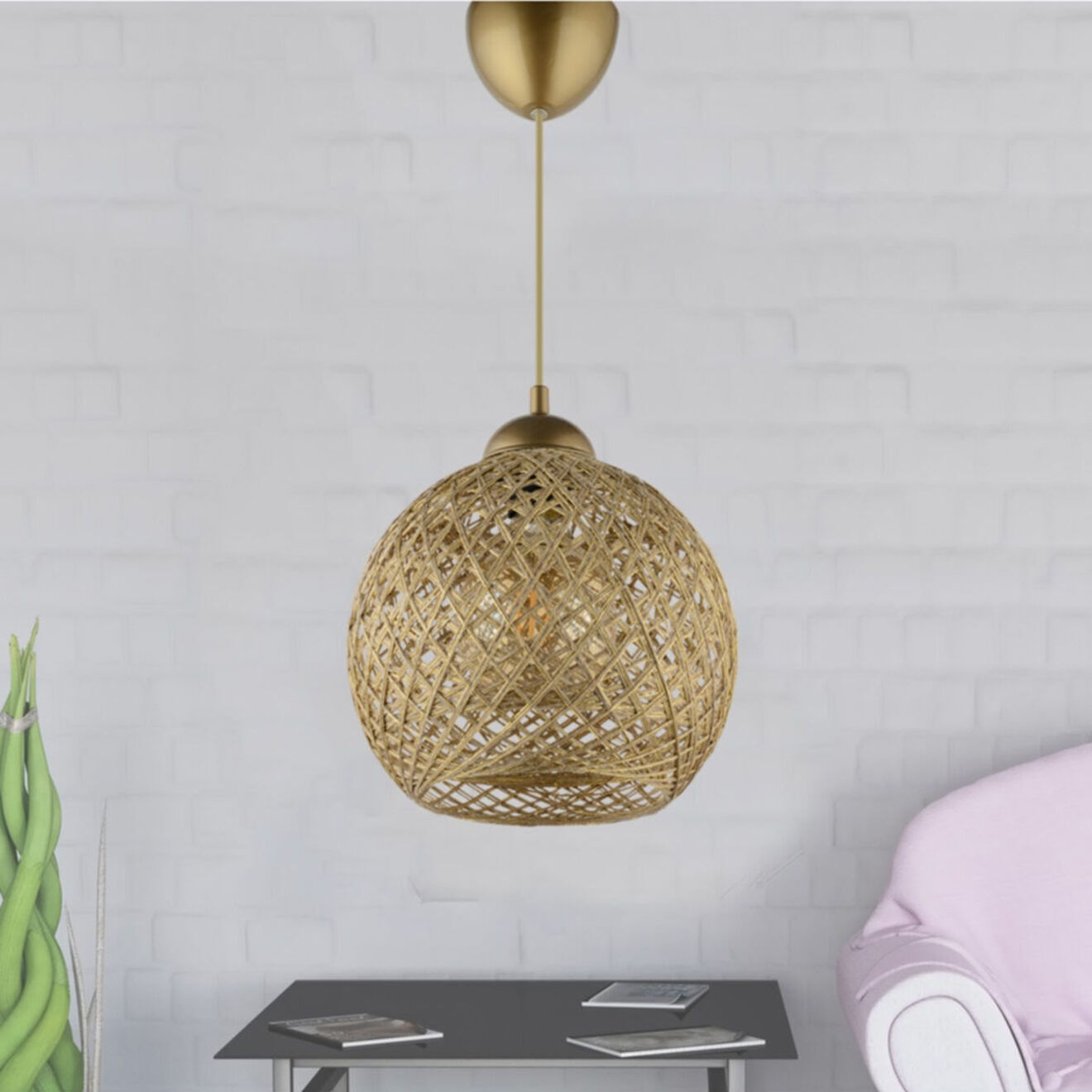 Sheen Suspension DL345 dorée - 54x22 cm