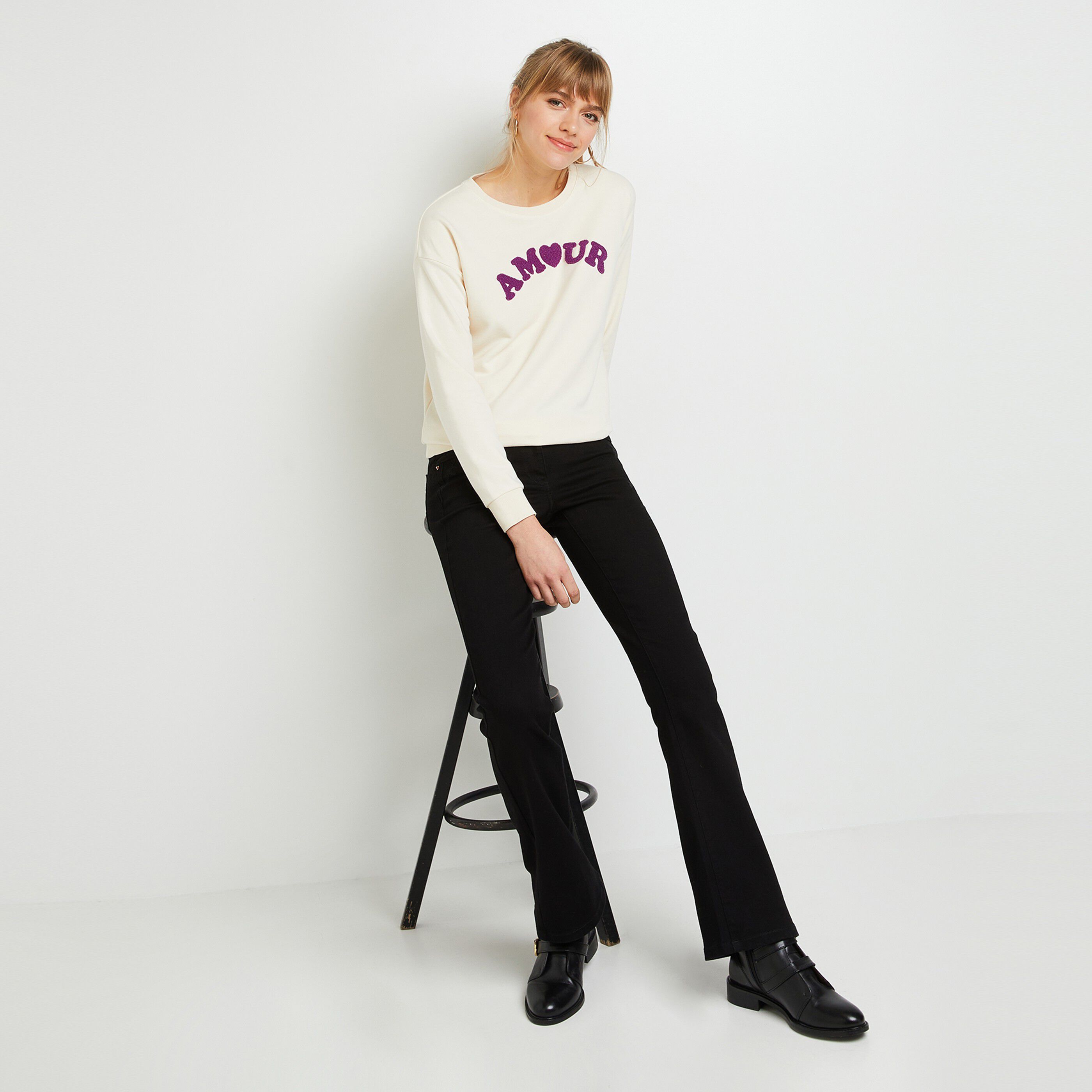 Sweatshirt Amour femme - BLANC CASSE