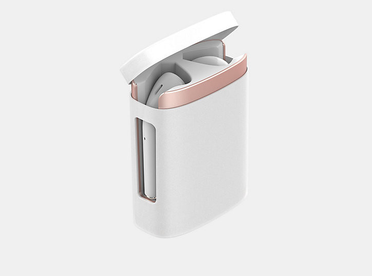 Ecouteurs connectés Bluetooth boîtier rose