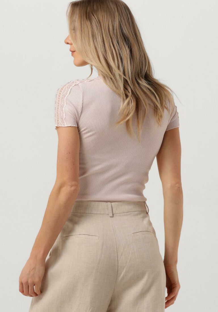 ROSEMUNDE lichtroze rosemunde t-shirt benita silk t-shirt w/ lace