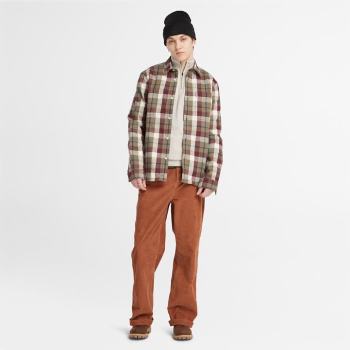 Camisa de flanela Windham para homem em tons de borgonha/cinza/bege.