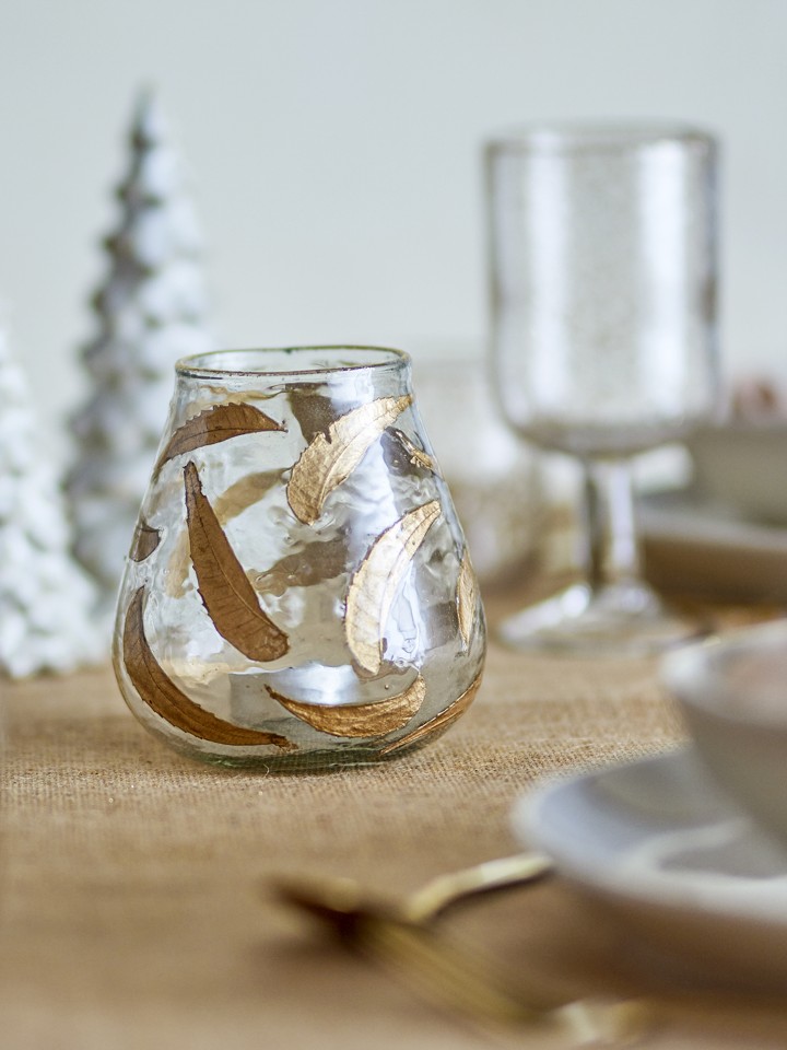 Bloomingville - Fidelia Fyrfadsstage - Guld - Genanvendt Glas