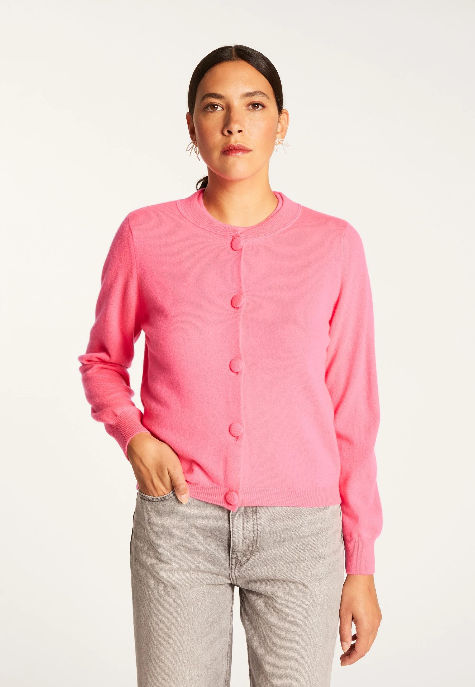 AURAAH24 - Cardigan boutonné en cachemire | Rose