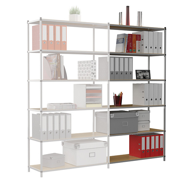Rayonnage polyvalent élément suivant - L. 100 x H. 200 x P. 34 cm coloris gris