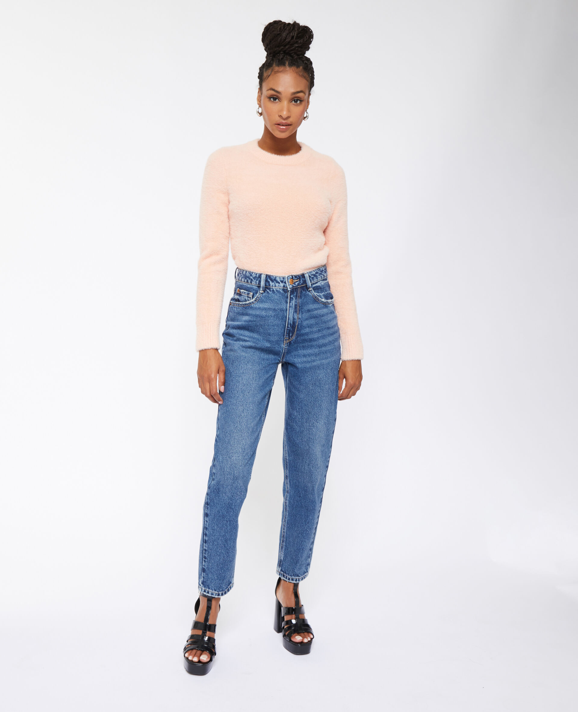 Jean mom taille haute - Bleu marine