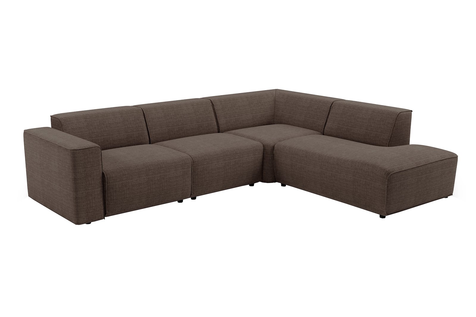Enjoy hjørnesofa 2,5-seter med åpen ende høyre. Tekstil Bjørn 45 med sorte ben