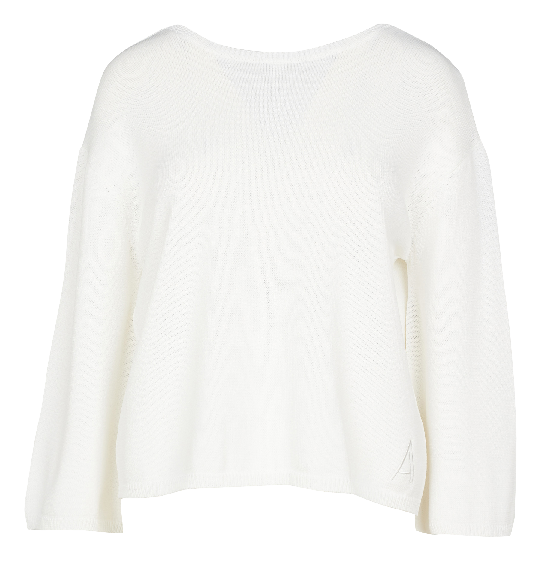 Pull col bateau ajouré en maille mélangée | Blanc