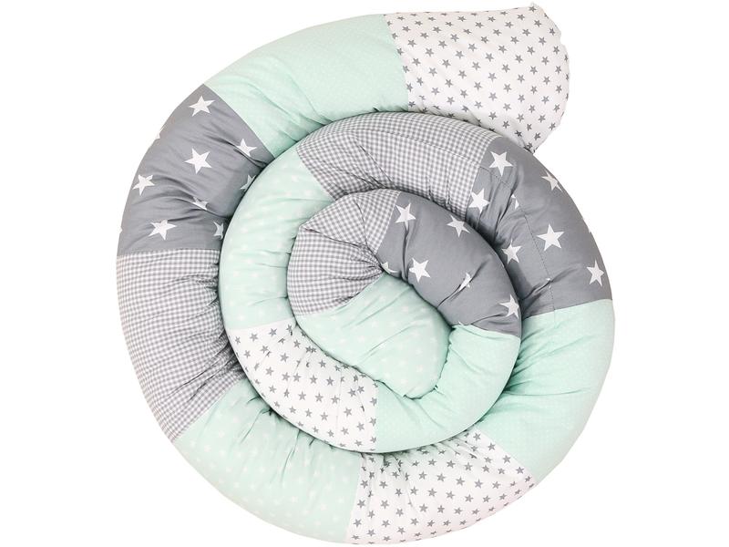 Ullenboom Nestschlange Mint/Grau 300 cm Bettschlange für Babybett