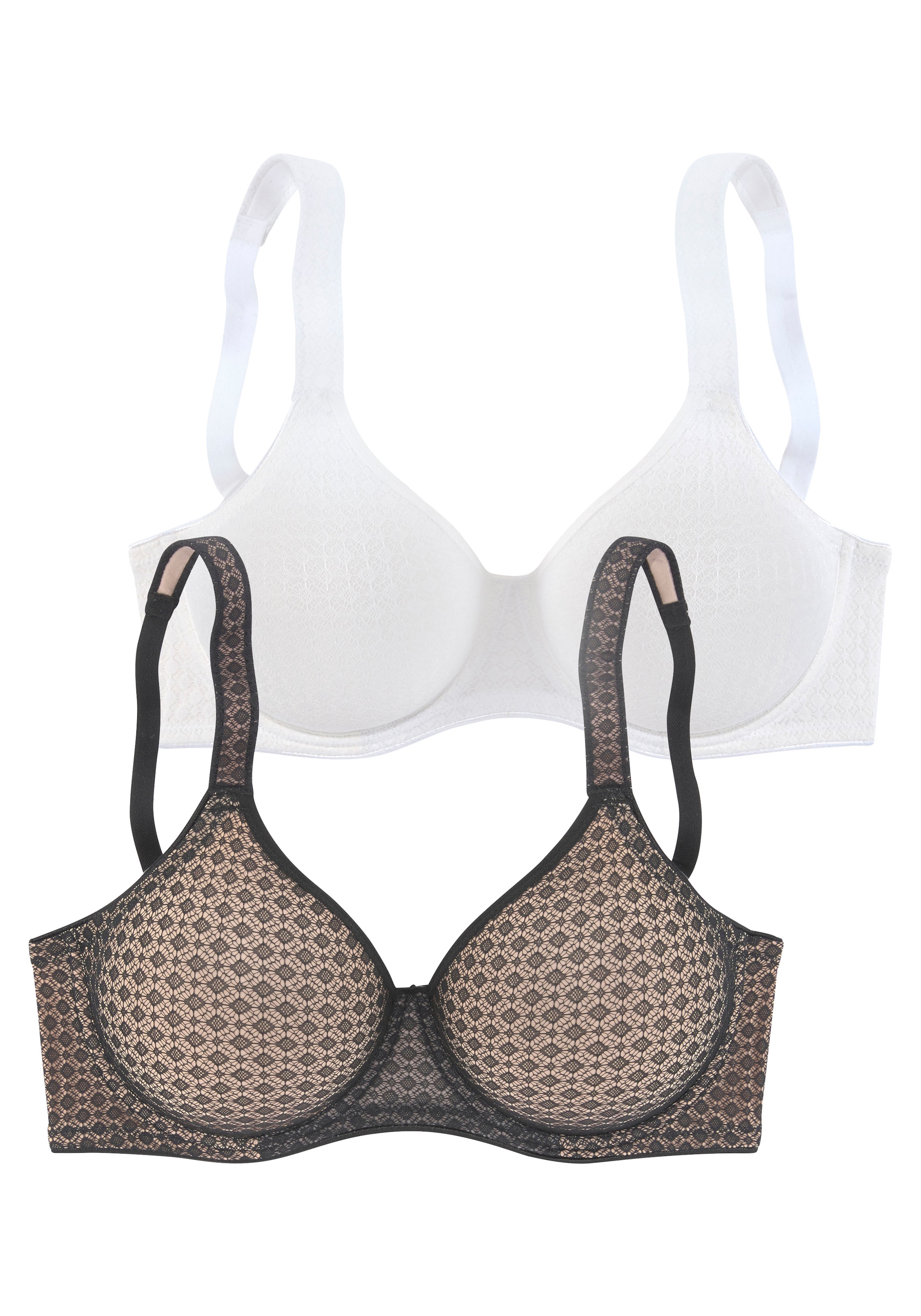 petite fleur T-Shirt-BH, 2 Stücker Packung, mit Bügel und grafischer Spitze, Basic Dessous