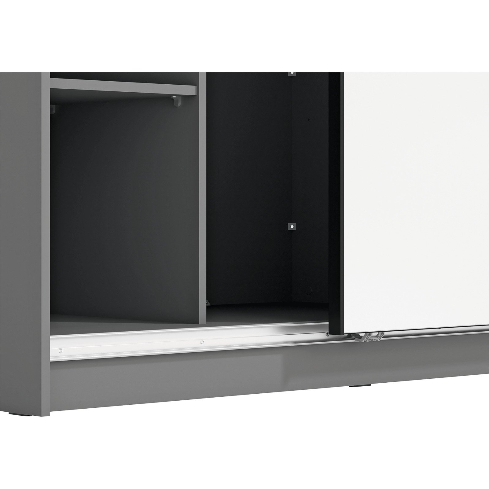 Schwebetürenschrank Sierra Melamin 217 x 210 x 62,5 cm, mit Spiegel graphite