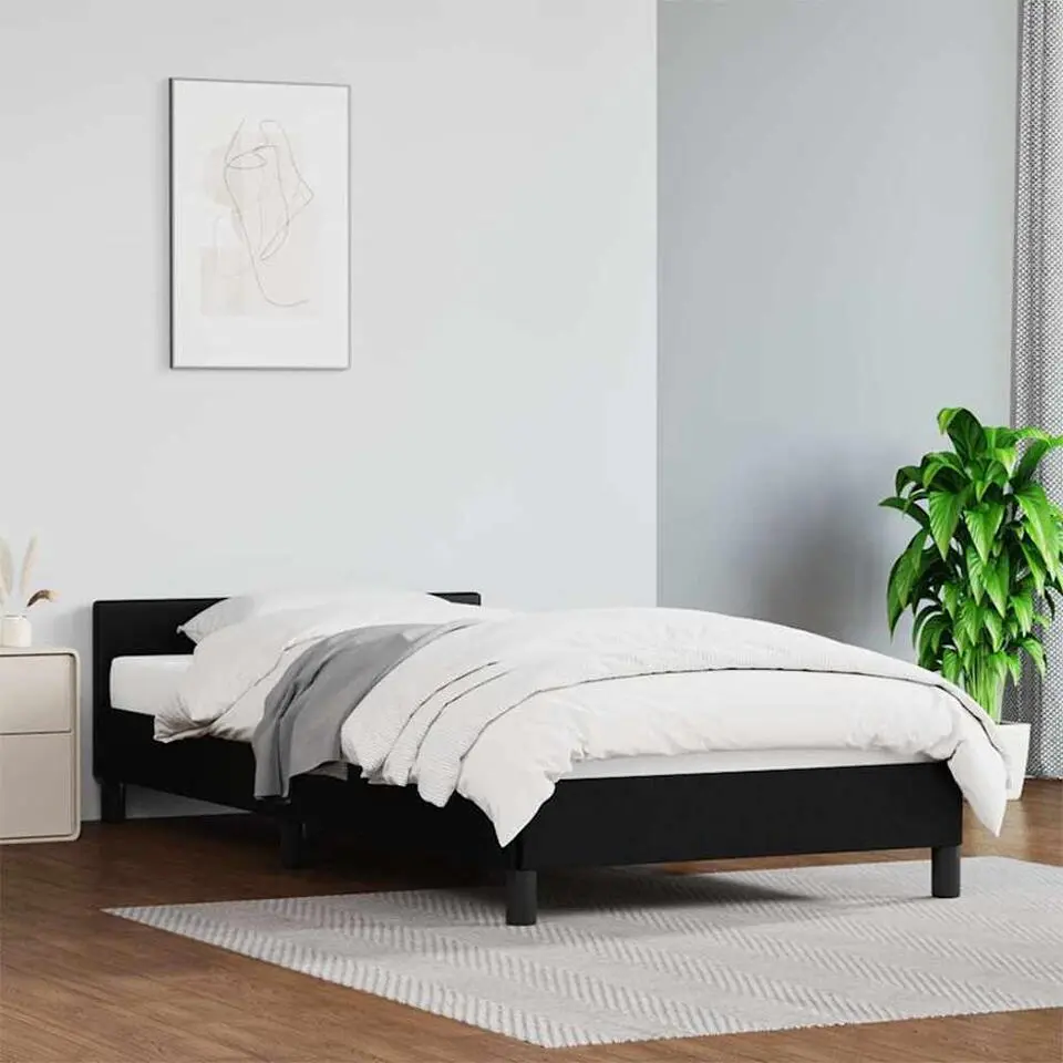 vidaXL - Bed frame met hoofdeinde - Zwart - Kunstleer - 80x200 cm