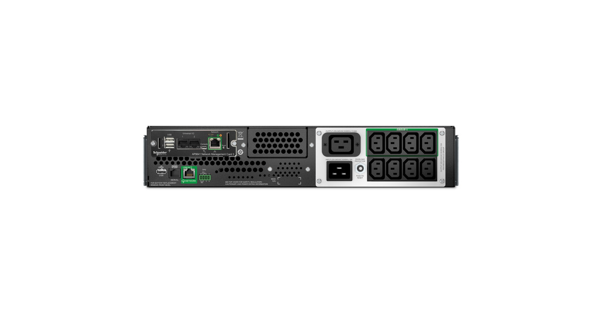 APCSmart-UPS Line Interactief 2200VA Li-ion SMTL2200RMI2UCNC ups  (Zwart/zilver, 1980 W, 2U, 8x C13 + 1x C19, SmartConnect, m/netwerkbeheerkaart, AVR, LCD)