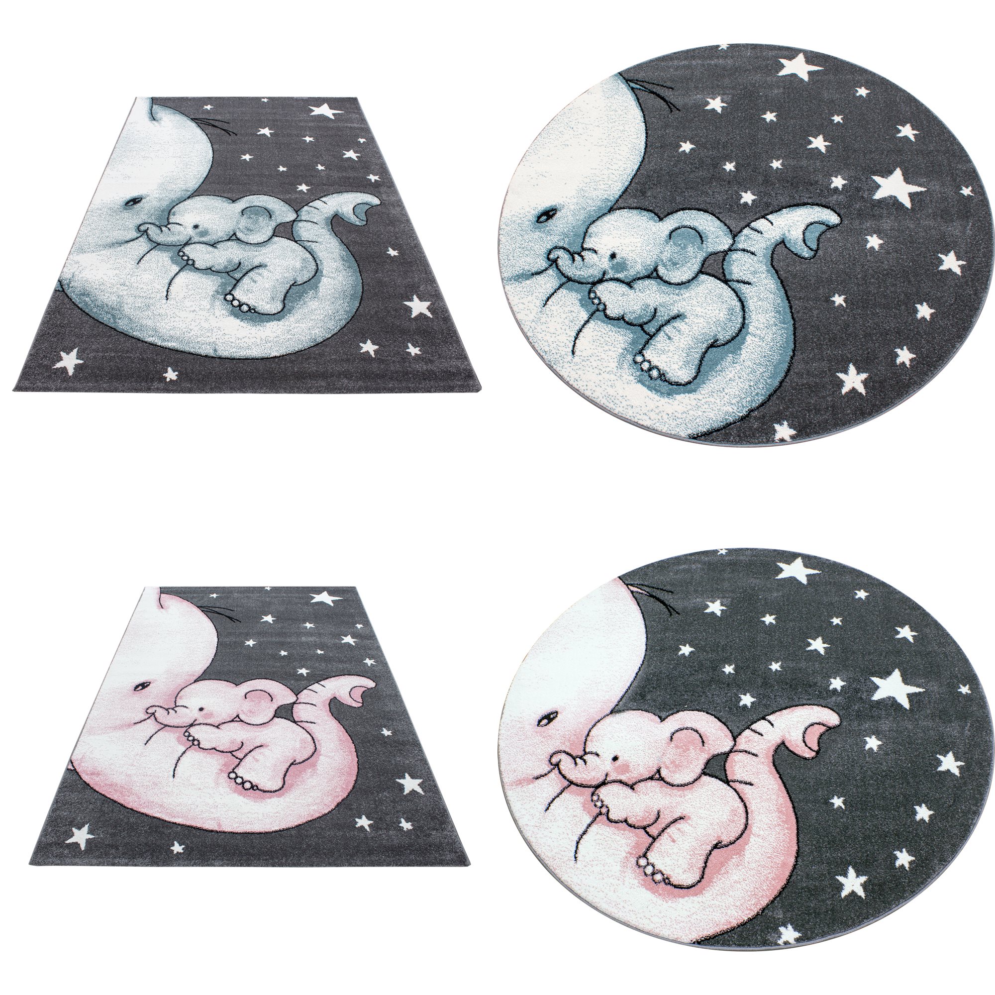 Kinderteppich,11 mm Kurzflor - Kinderteppiche Elefant Rund /Viereck