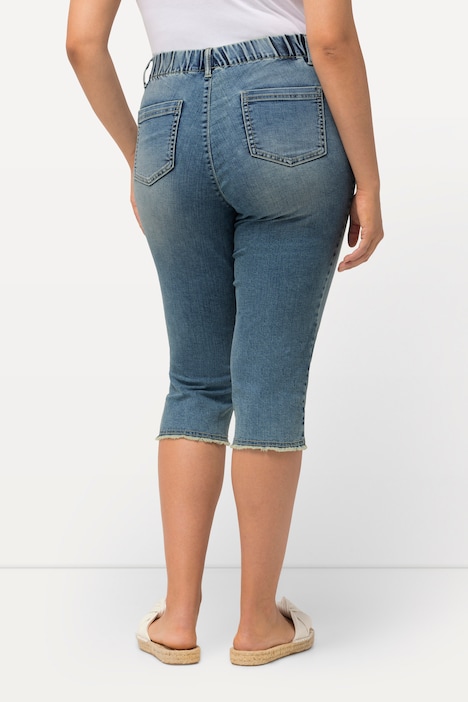 Jeans-Capri Sienna, Fransensaum, schmales Bein, Elastikbund