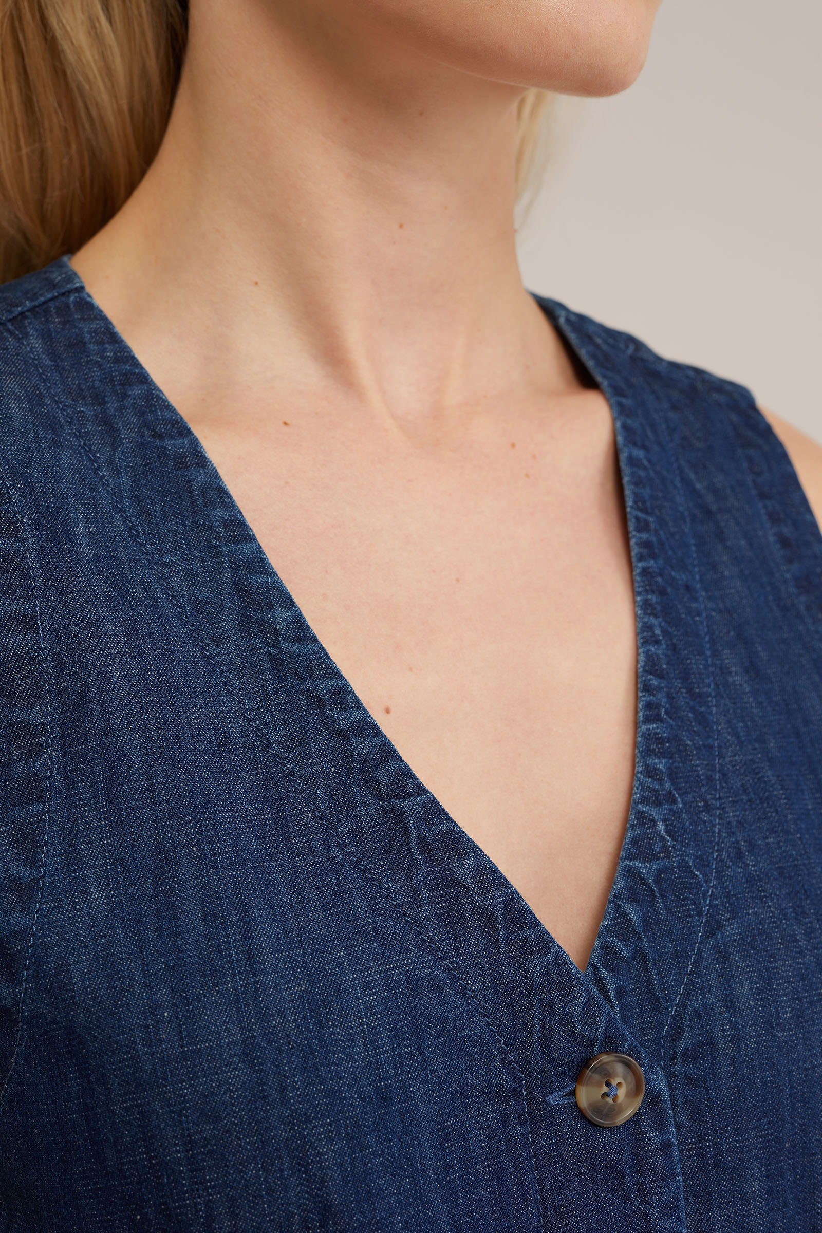 demim gilet WE Fashion Donkerblauw