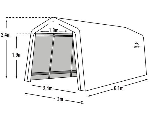 ShelterLogic In-a-Box enkele garage, 300x610 cm, grijs