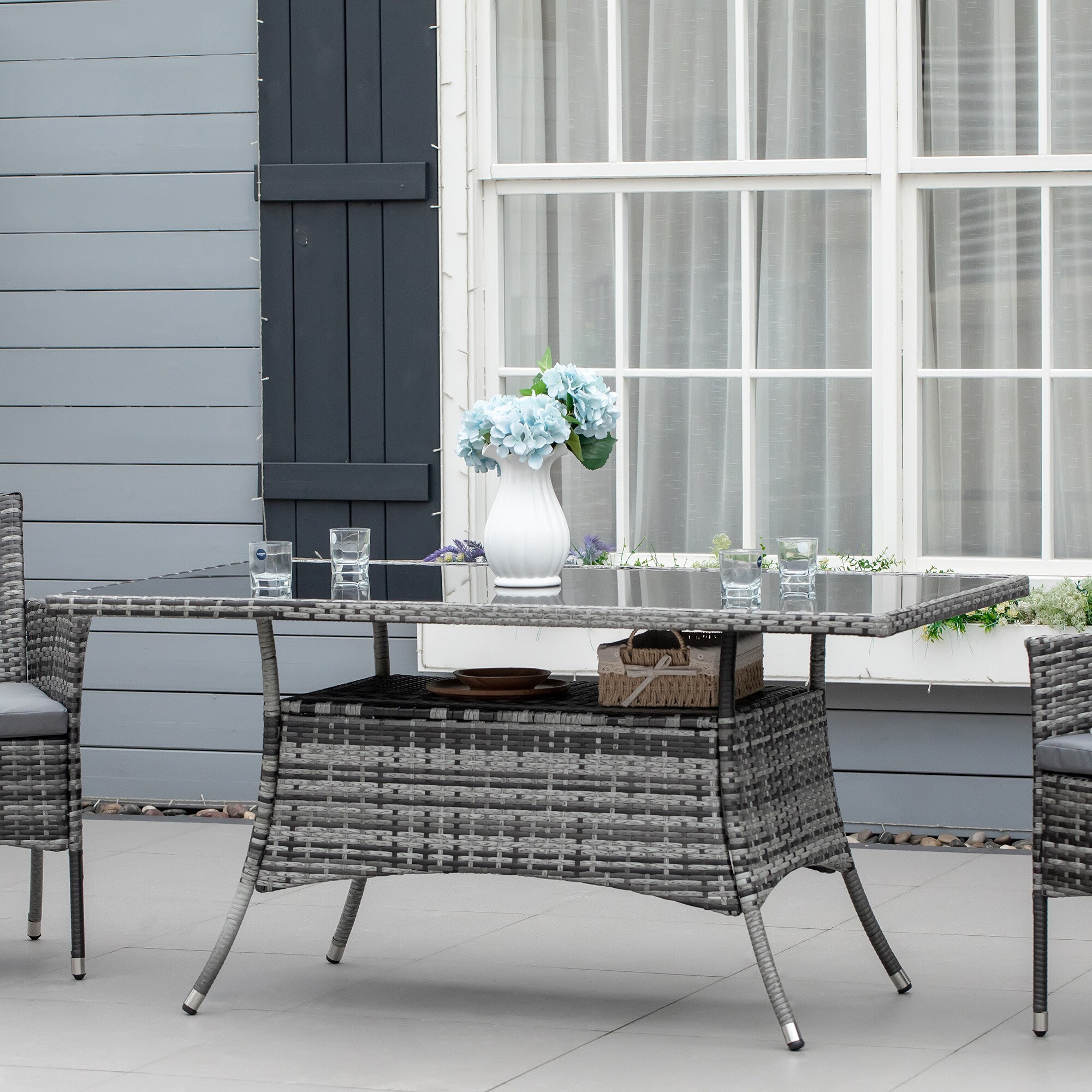 Outsunny Gartentisch mit zusätzlichem Mittelfach bunt 150L x 85B x 74H cm