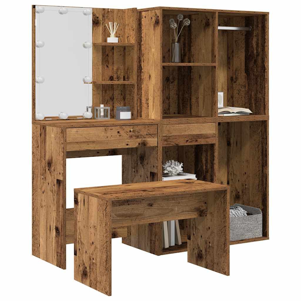 vidaXL Kaptafel met LED-verlichting Oud hout Gelijmd hout