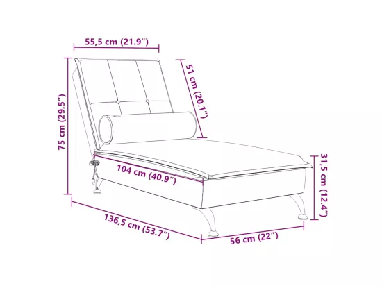 Chaise longue de massage avec traversin vert foncé velours