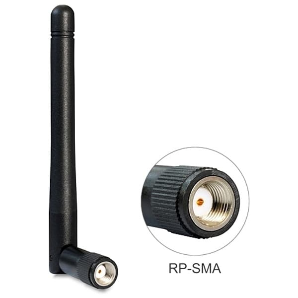 DeLOCK WLAN antenne RP-SMA, 2 dBi, rundstrålende, 802.11 b/g/n, sort