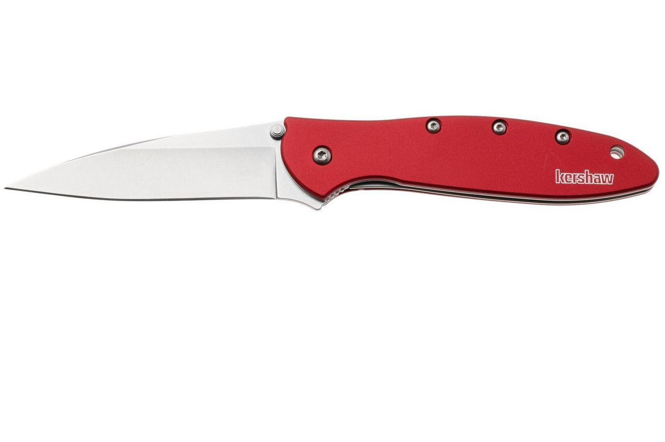 Kershaw Leek 1660RDSW, Stonewashed 14C28N, Red Aluminum zakmes, Ken Onion design