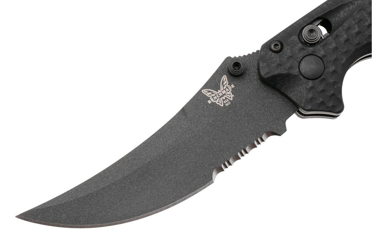 Benchmade Mini Bedlam 865SBK Black Cerakote CPM S90V, Black G10, Serrated zakmes