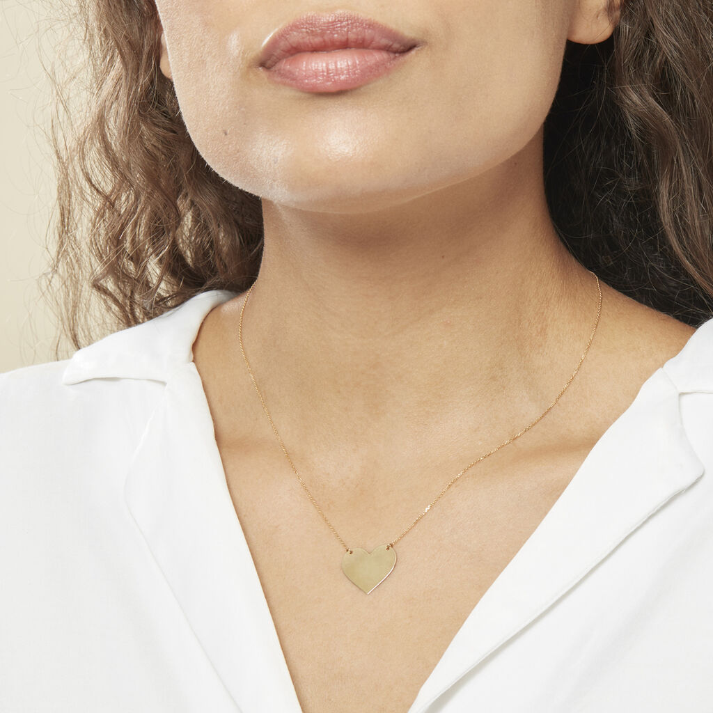 Collier Coeur Gravable Or Jaune