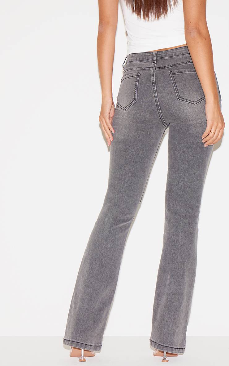Gris Jean Évasé À Détails De Coutures