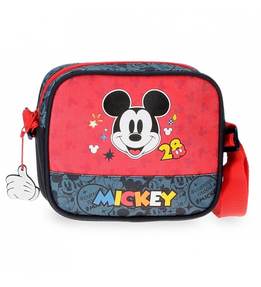 Bolsa de ombro pequena Joumma Bags Mickey Get Moving, vermelha e azul - 18x15x5cm -