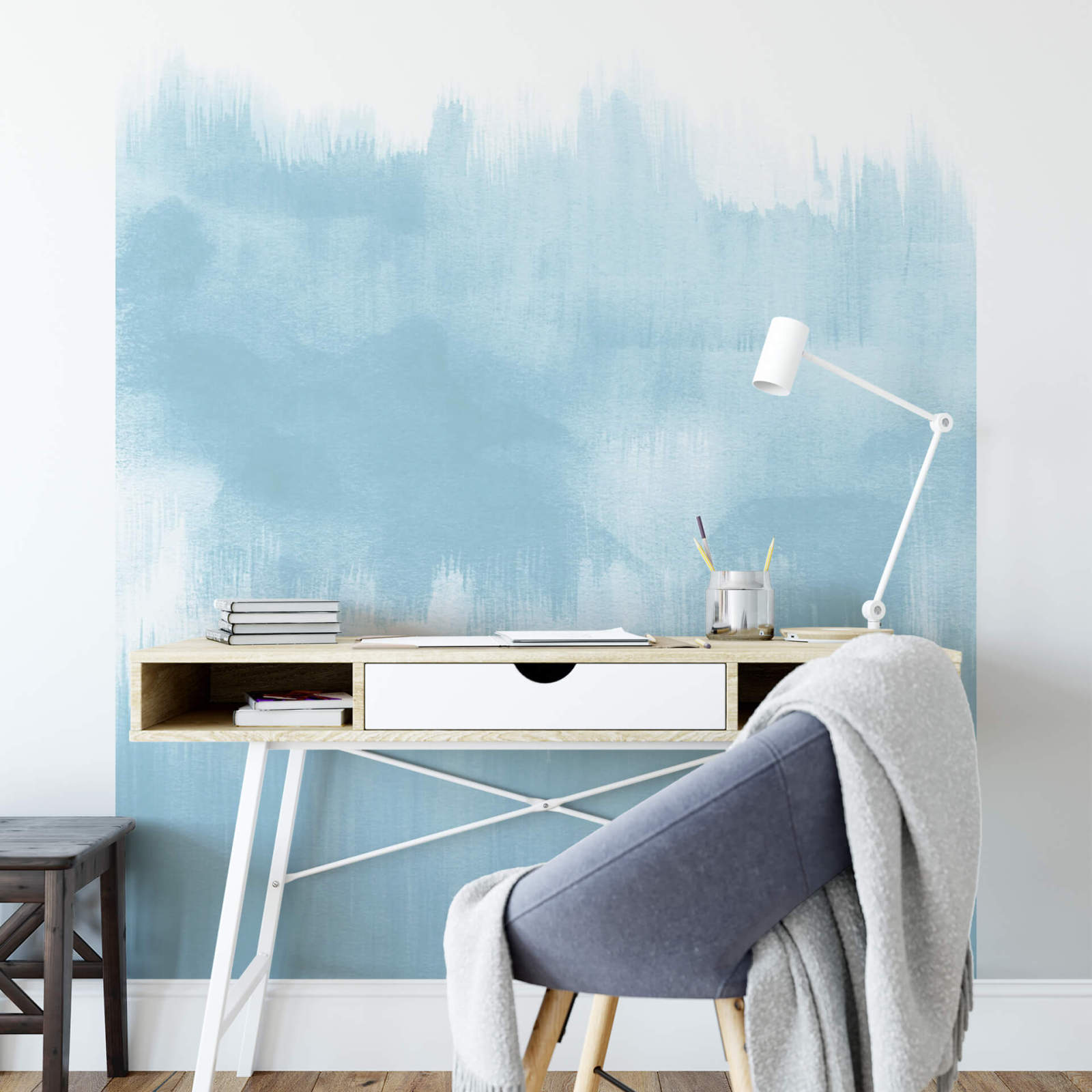 Fototapete DESIGNWALLS 2.0 - blau-weiß - Kunst - 2,6 Meter