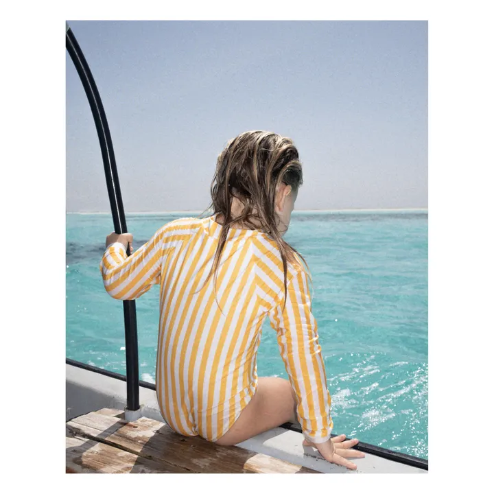 Juillet Juillet Maillot de Bain Anti-UV Matière Recyclée Rayé | Jaune