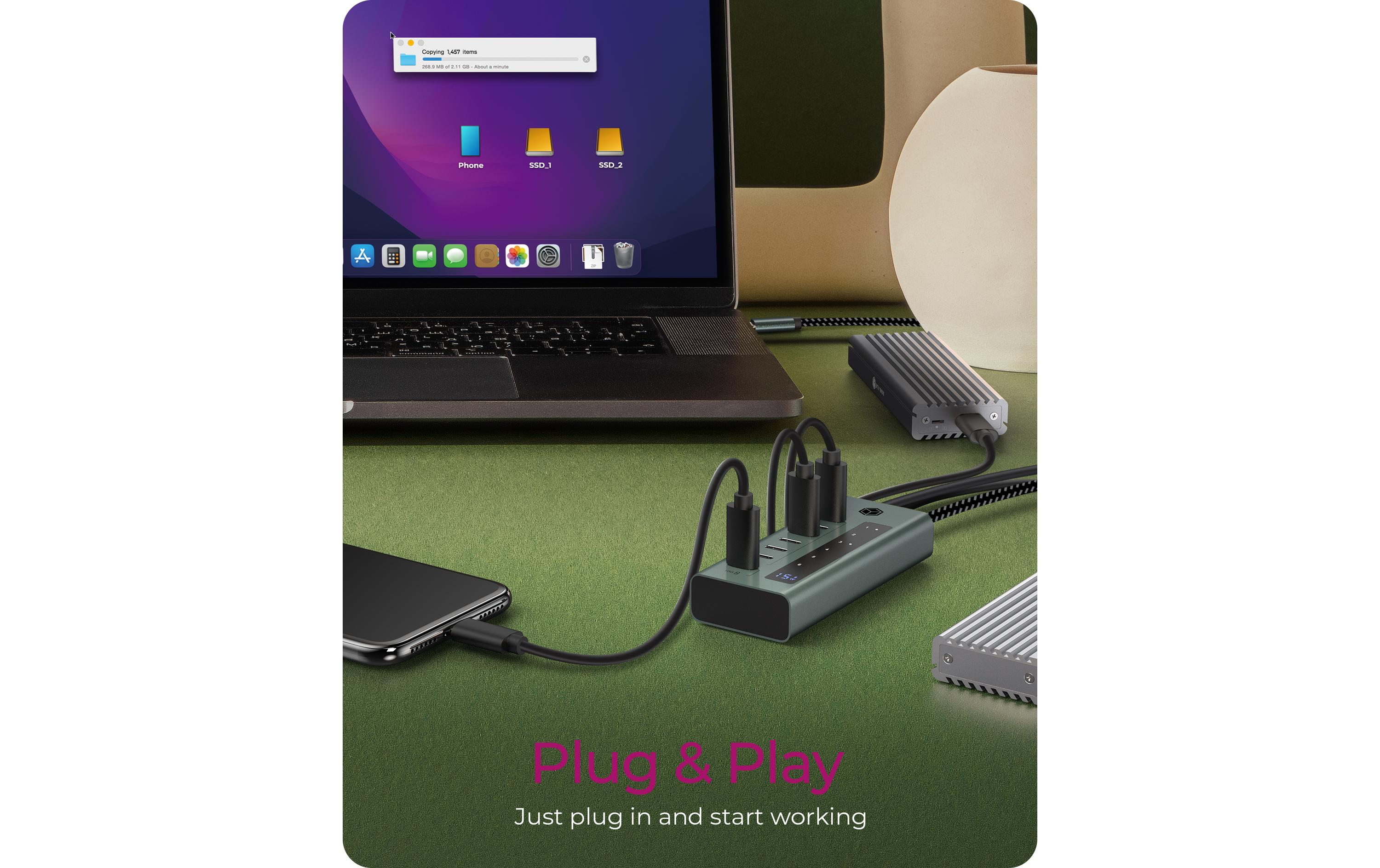 USB-Hub 7-Port Hub IB-HUB1457-C317-Port USB Type-C HUB aus hochwertigem Aluminium