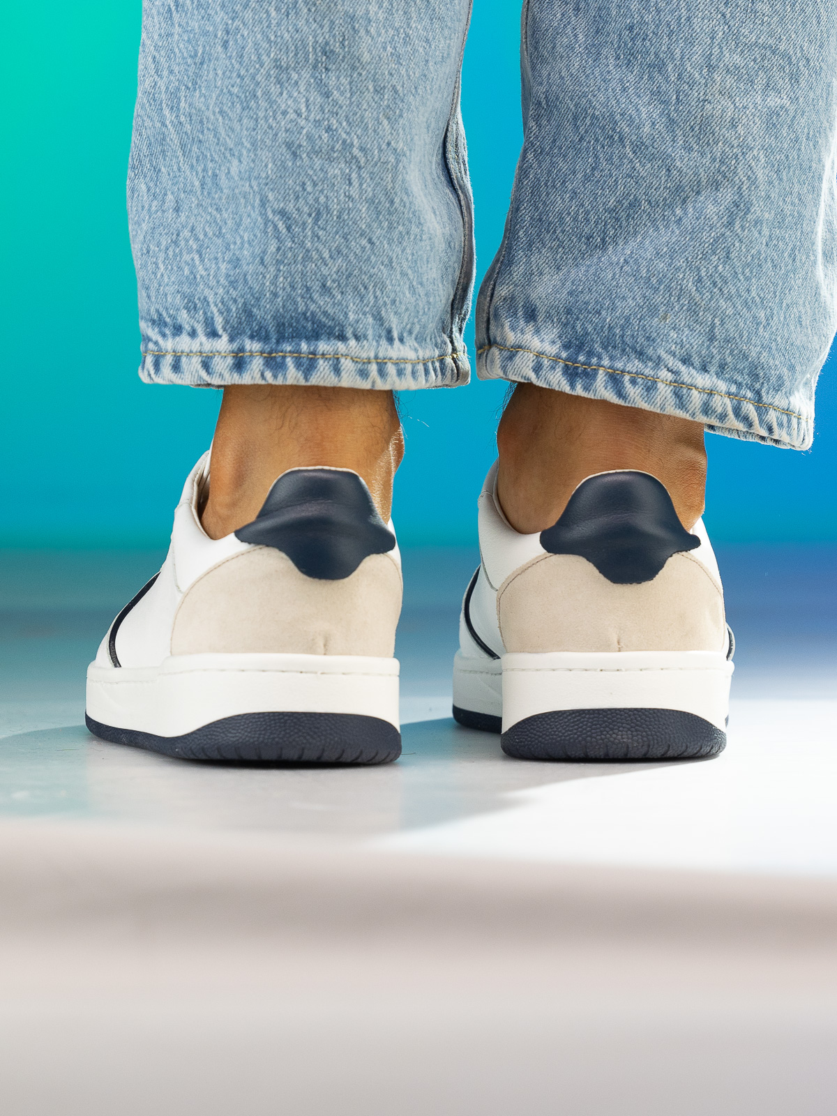 Gregers - Clay Leather White Blue - Trapes Sko