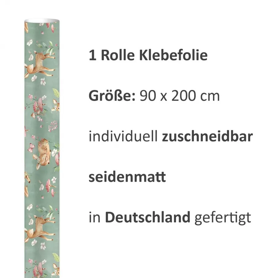 Nikima Klebefolie KF-07 selbstklebende Folie – Reh grün Klebefolie bunt