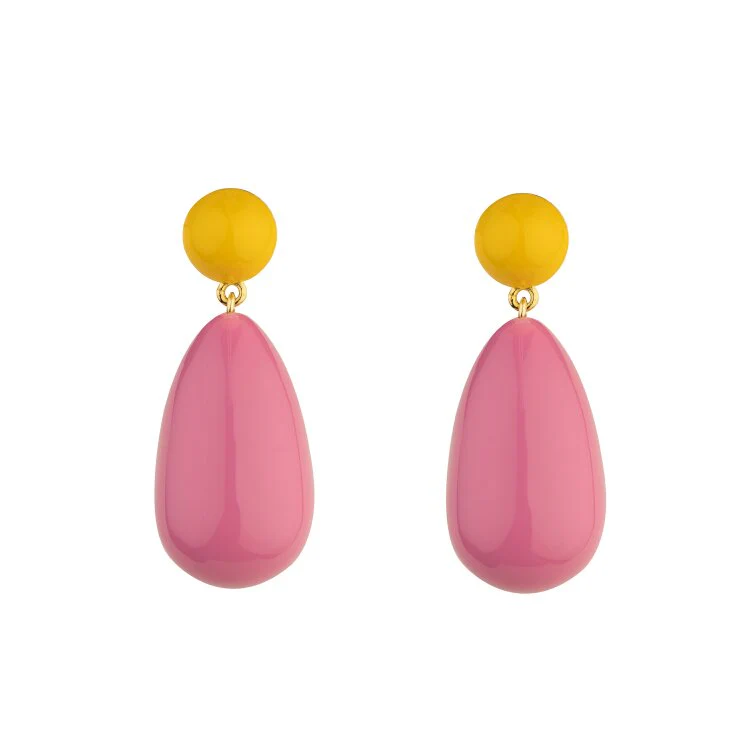 Eshvi  Drop øreringe - gul/pink