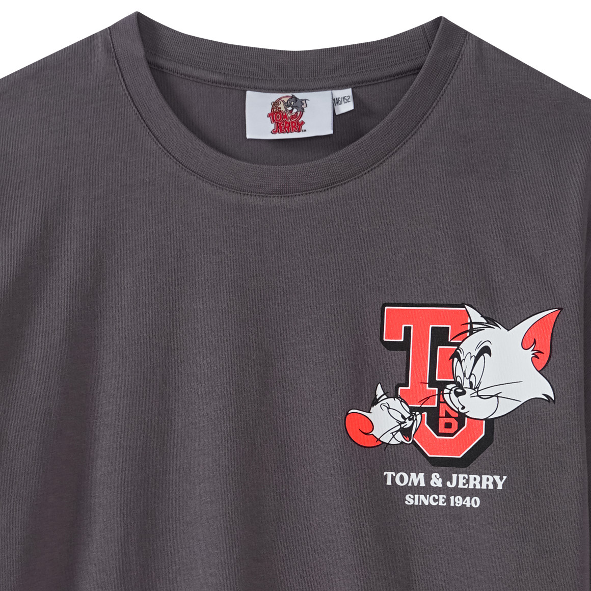 Yigga Tom & Jerry T-Shirt mit großem Print dunkelgrau