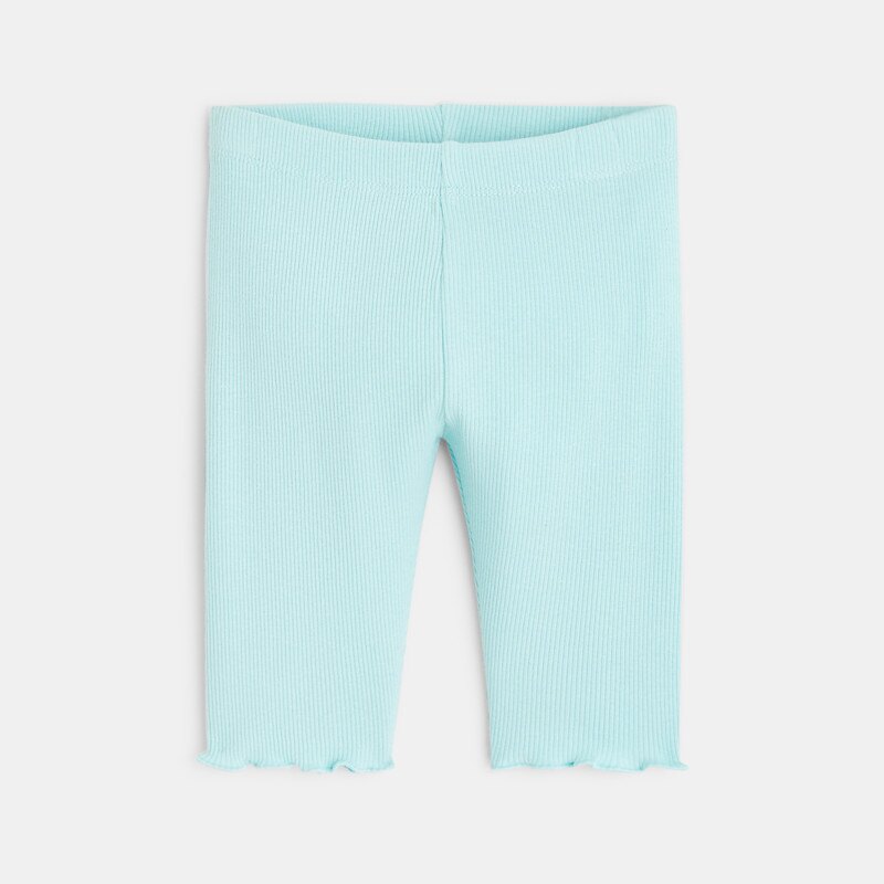 Legging corsaire maille côtelée unie bleu bébé fille Bleu