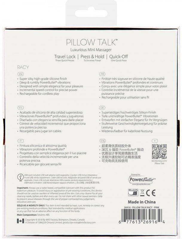 Pillow Talk Oplaadbare Mini Vibrator Racy - roze