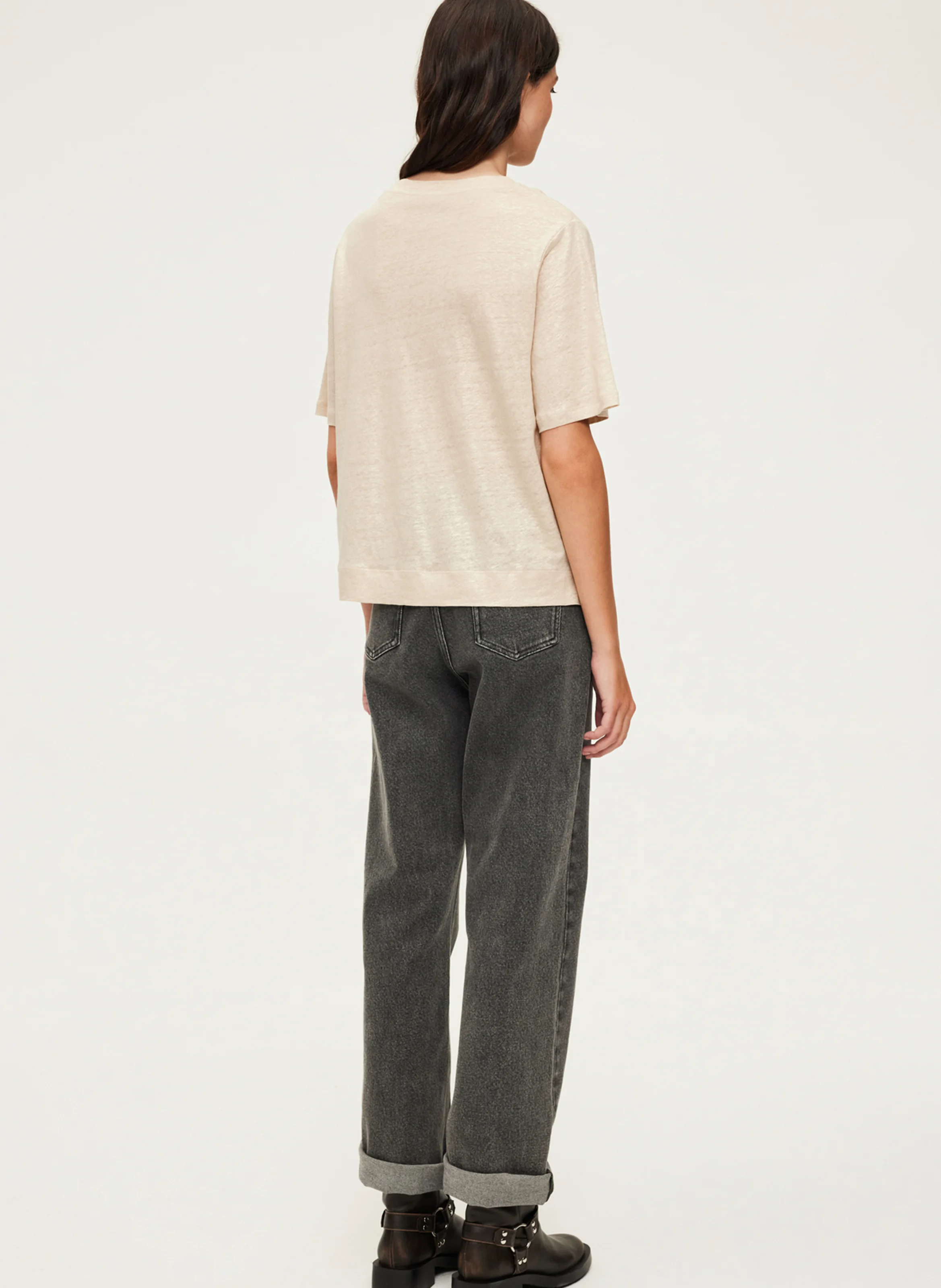 AMINA - Tee-shirt manches courtes en lin | Doré