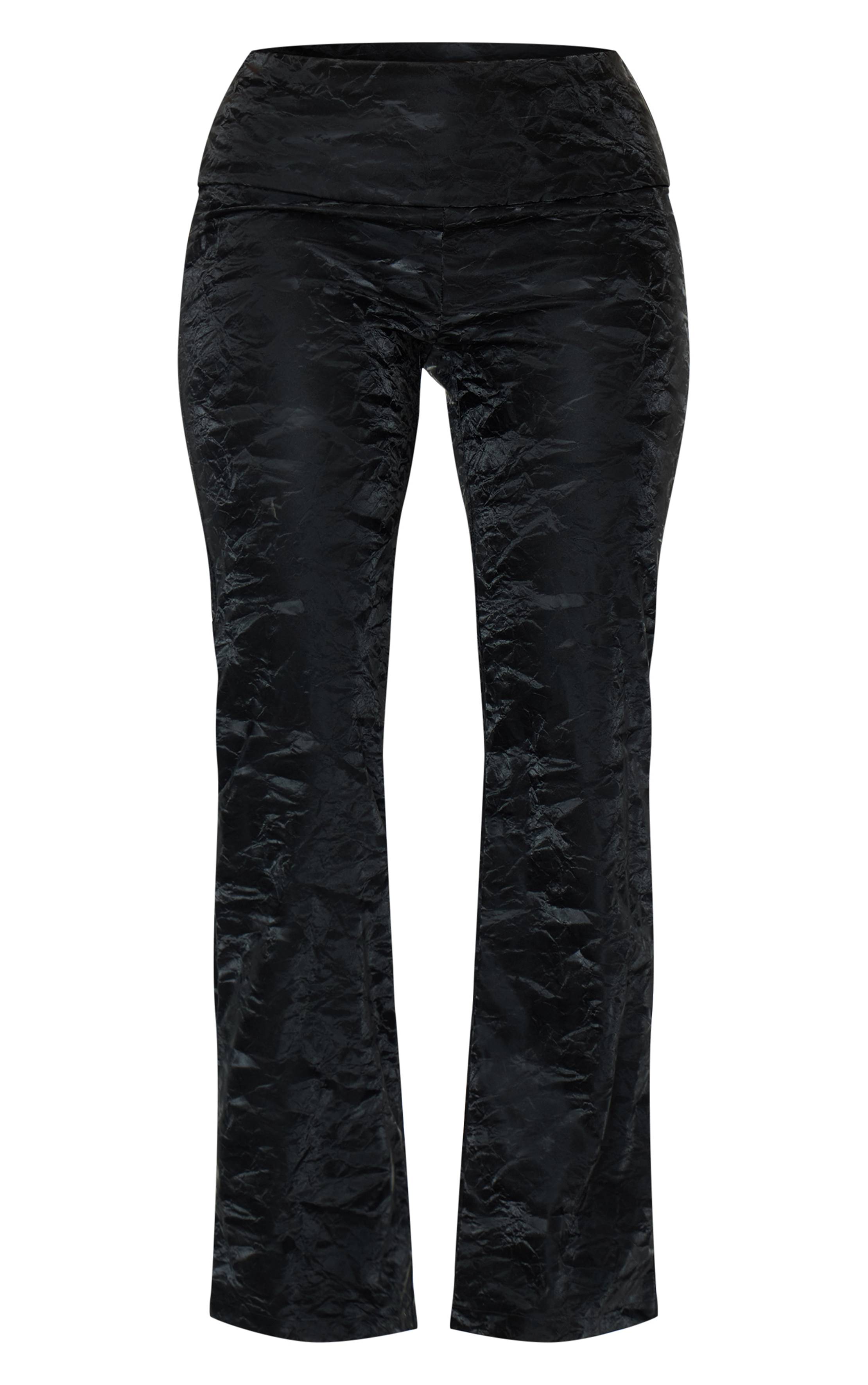 Noir Pantalon Shape En Synthétiquecuir Délavé Avec Détails De Panneaux