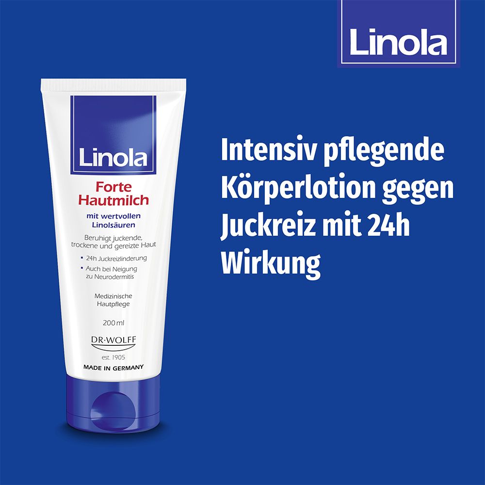 Linola Forte Hautmilch - Creme gegen Juckreiz für trockene, gereizte oder zu Neurodermitis neigende Haut + Linola Gesicht 10ml GRATIS