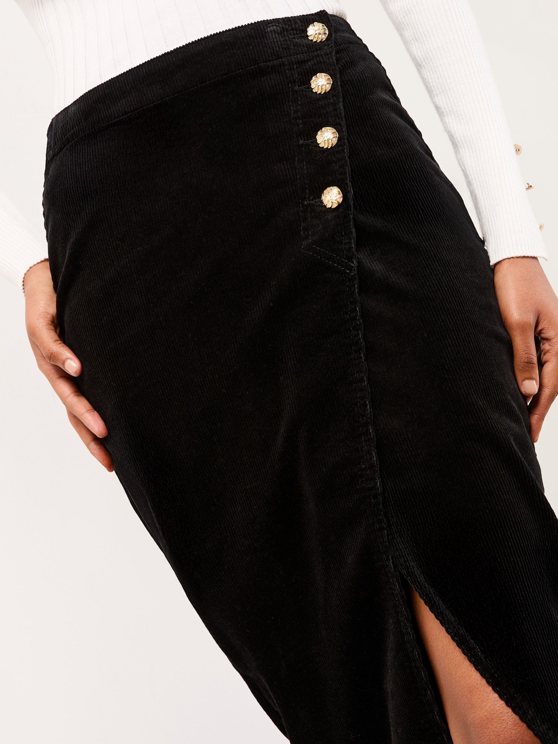 Lipsy - Asymmetrische midirok met knopen