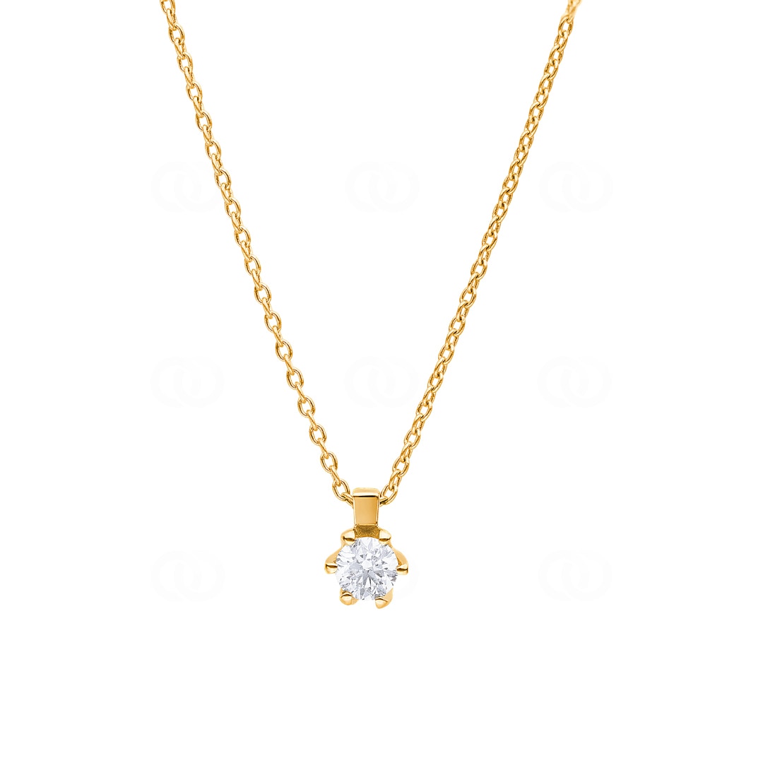 Collier mit Anhänger 750/18 K Gelbgold mit Diamant 0.30 ct H/si in 6-Griff