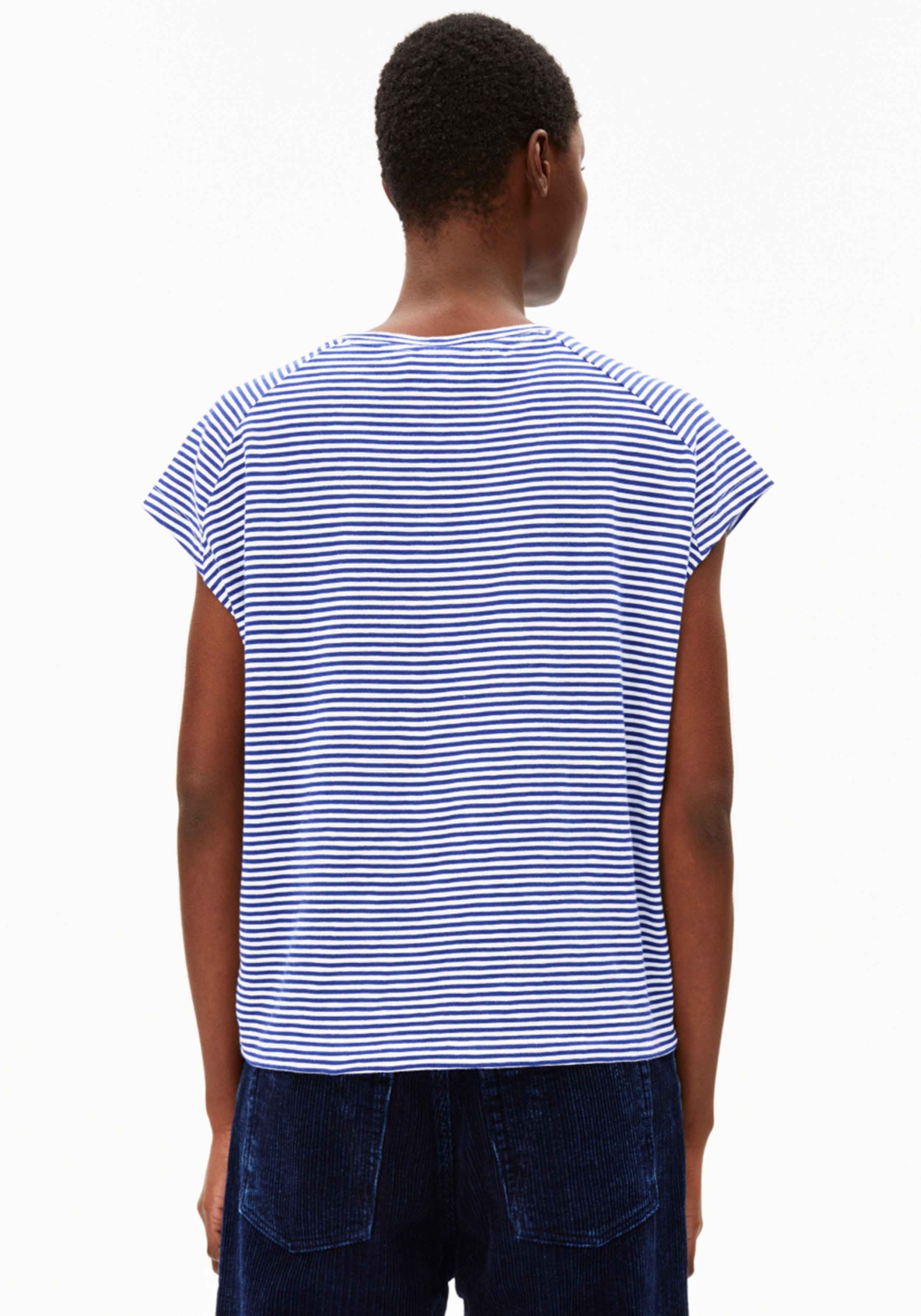 Armedangels T-Shirt Oneliaa Lovely Stripes Oatmilk-Blue Noon