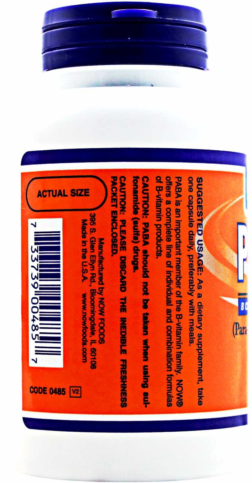 NOW Foods Paba 500 mg 100 Cápsulas